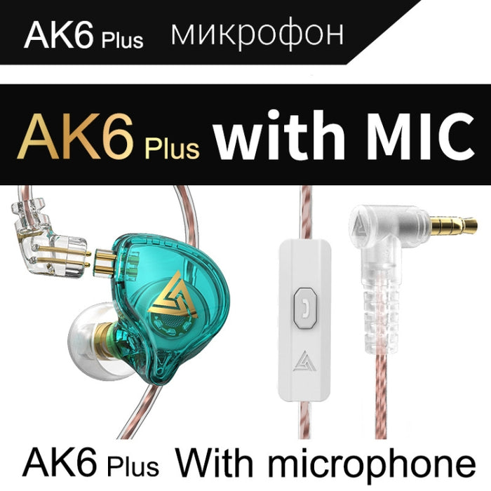 QKZ AK6 PLUS HiFi Bass Cable de audio desmontable Dynamic Heavy Bass Auricular con cable