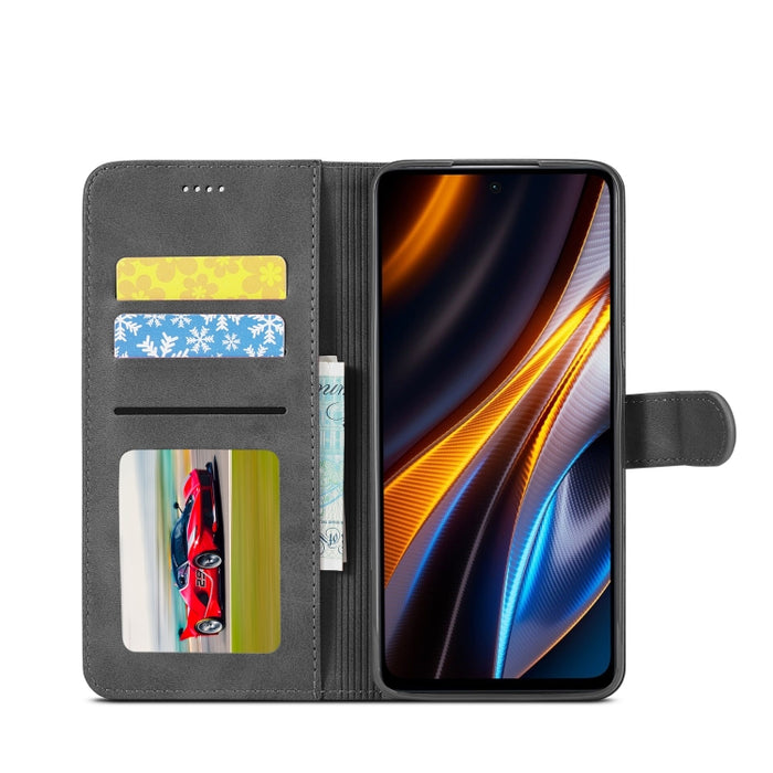 LC.IMEEKE Estuche para teléfono de cuero con textura de becerro, For Xiaomi Poco X4 GT 5G