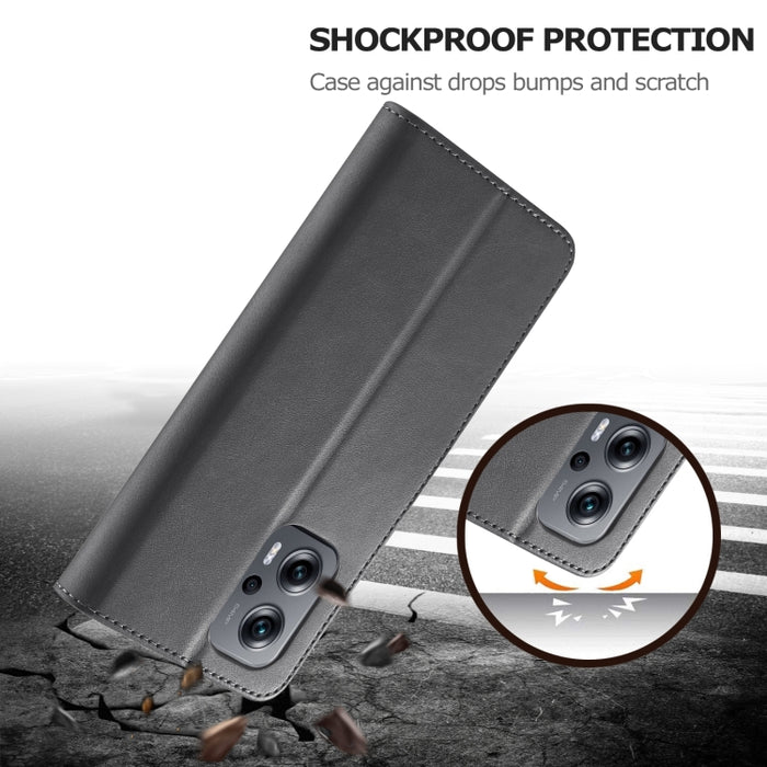 LC.IMEEKE Estuche para teléfono de cuero con textura de becerro, For Xiaomi Poco X4 GT 5G