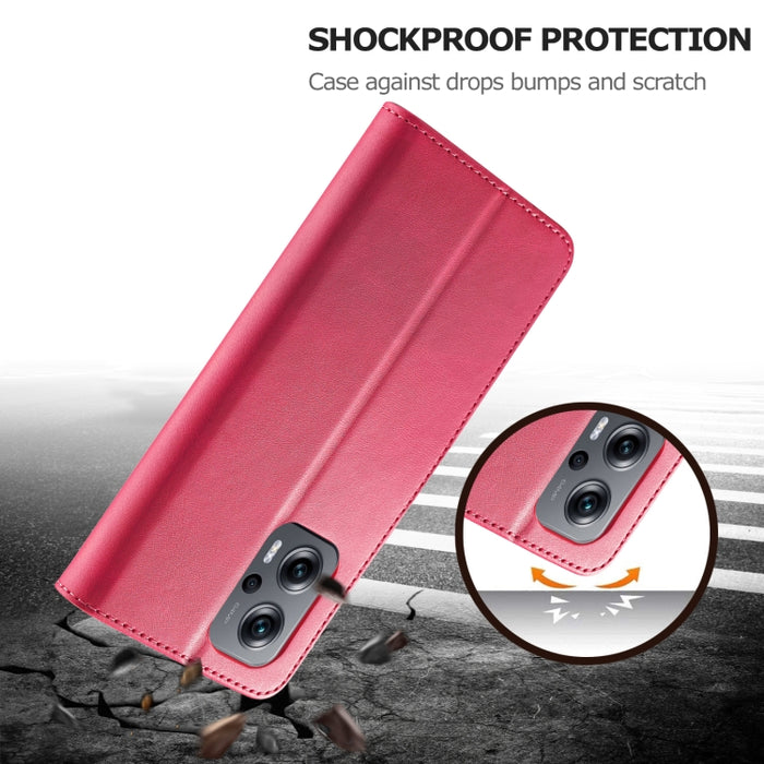 LC.IMEEKE Estuche para teléfono de cuero con textura de becerro, For Xiaomi Poco X4 GT 5G
