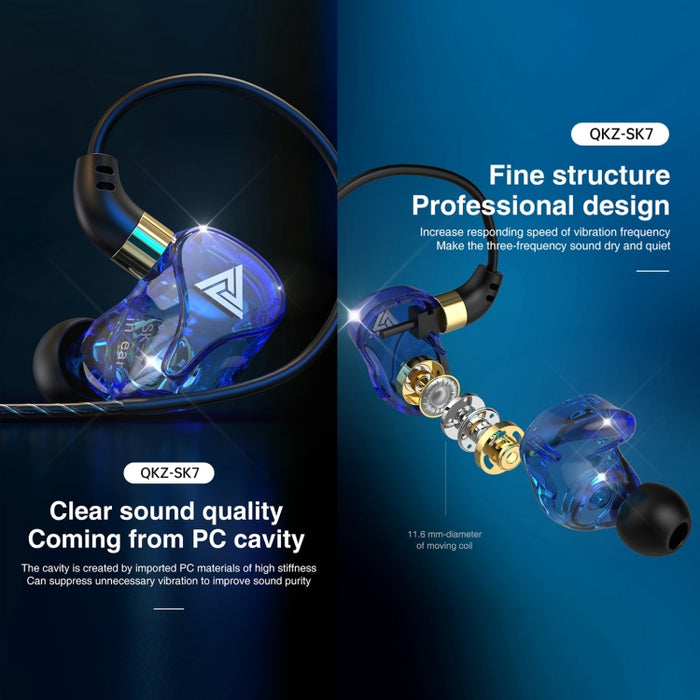 QKZ SK7 3.5mm Sports In-ear Copper Driver Auricular estéreo HIFI con cable y micrófono