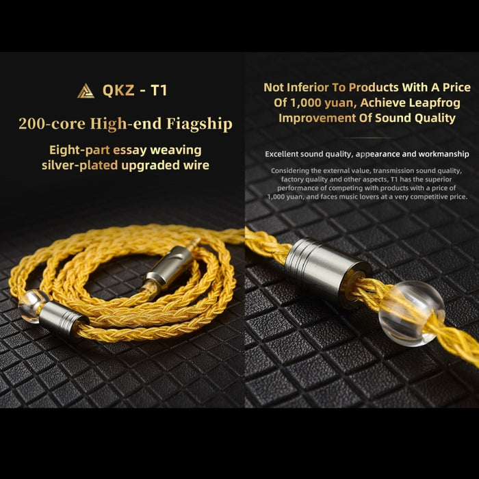 QKZ T1 8 Core TC Plateado 3.5mm 0.75mm 2PIN HIFI Cable de actualización de auriculares