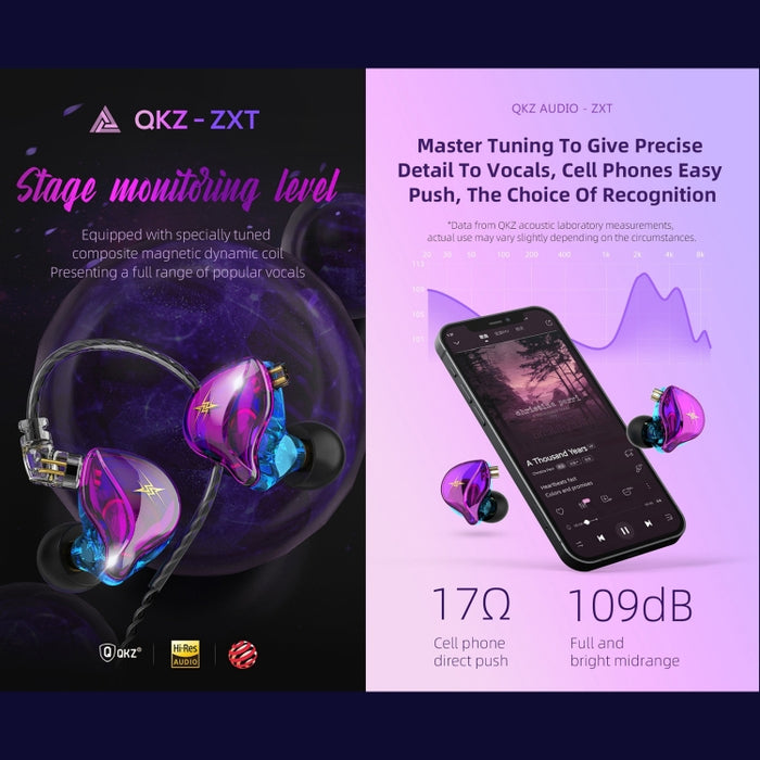 QKZ ZXT Sports In-ear Cableado Control Plug HIFI Stereo Stage Monitor Auricular