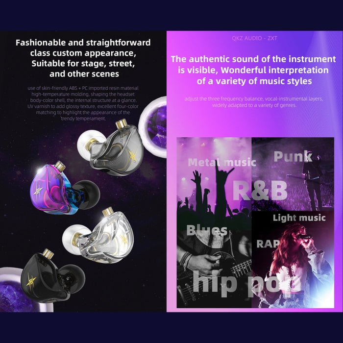 QKZ ZXT Sports In-ear Cableado Control Plug HIFI Stereo Stage Monitor Auricular