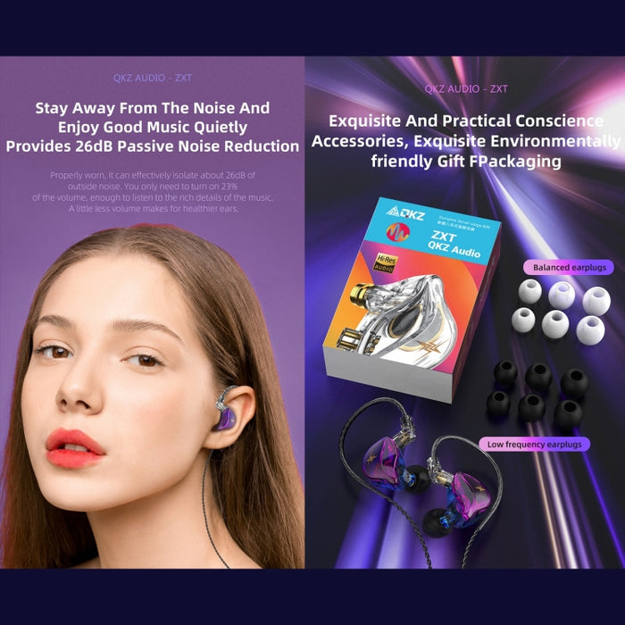 QKZ ZXT Sports In-ear Cableado Control Plug HIFI Stereo Stage Monitor Auricular