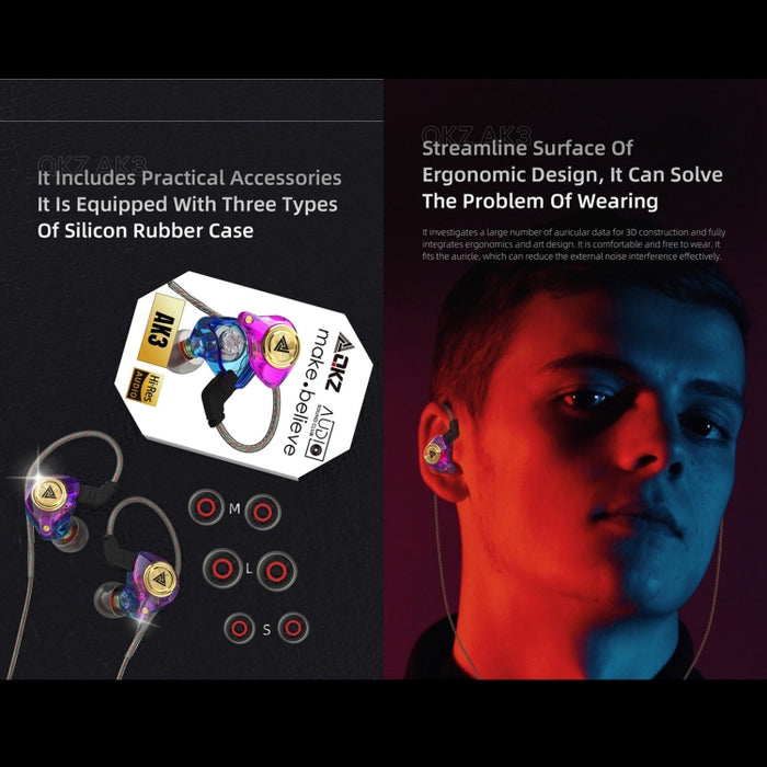 QKZ AK3 FiLe In-ear Subwoofer Auricular controlado por cable con micrófono