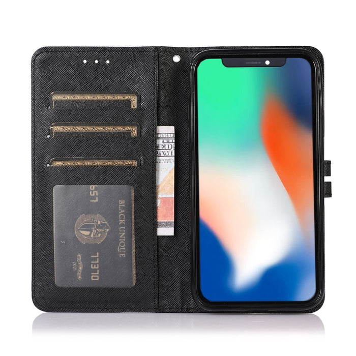 Estuche para teléfono de cuero con tapa horizontal y textura cruzada