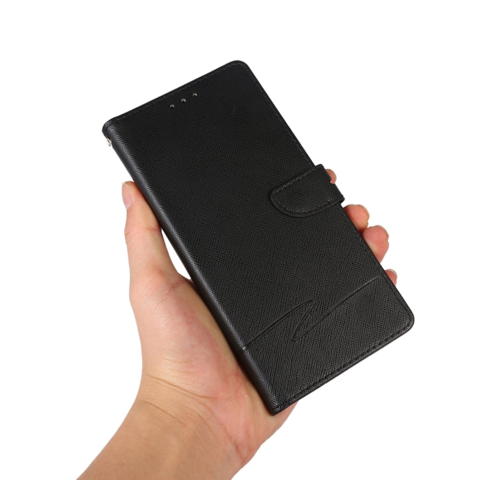 Estuche para teléfono de cuero con tapa horizontal y textura cruzada