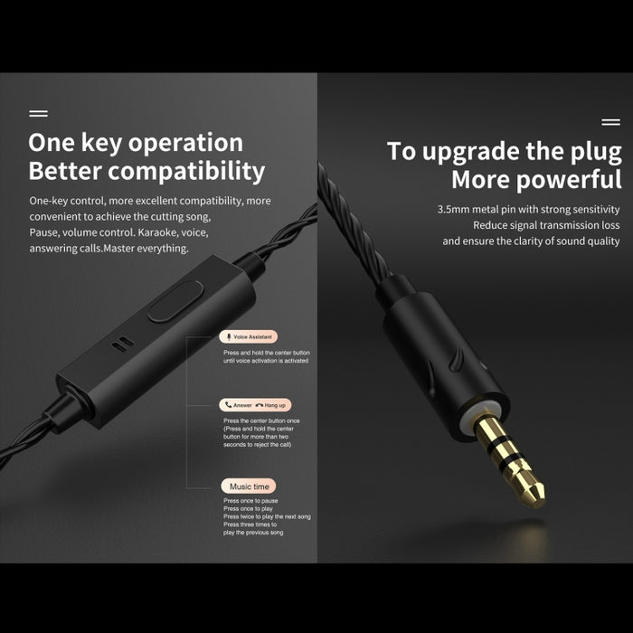 QKZ AK6 MAX In-ear Dynamic Subwoofer Auricular controlado por cable
