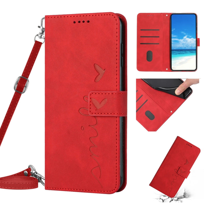 Estuche para teléfono de cuero con patrón de corazón y sensación de piel con cordón, For Xiaomi Poco M3, For Xiaomi Poco M4 Pro, For Xiaomi Poco X3 NFC, For Xiaomi Poco X4 Pro 5G