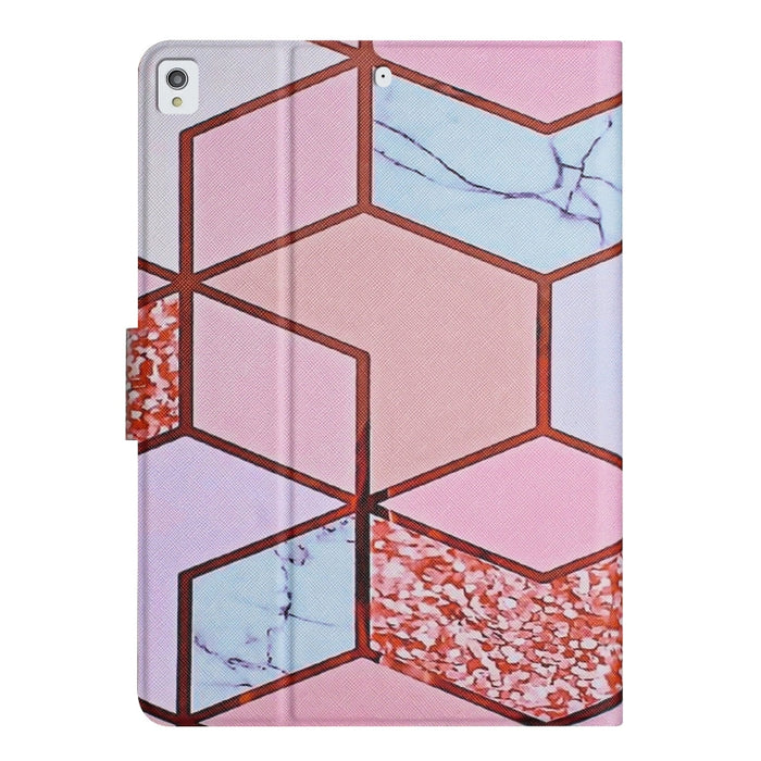 Estuche para tableta de cuero elegante con patrón de mármol