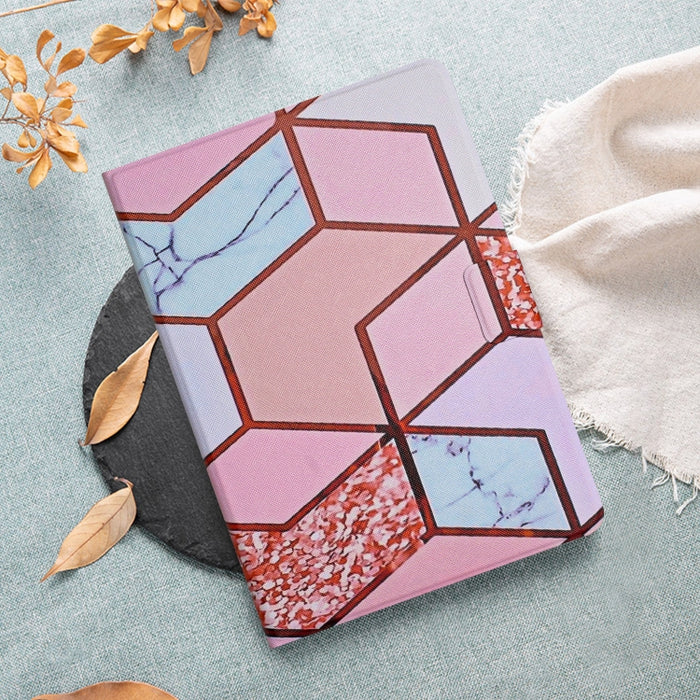 Estuche para tableta de cuero elegante con patrón de mármol