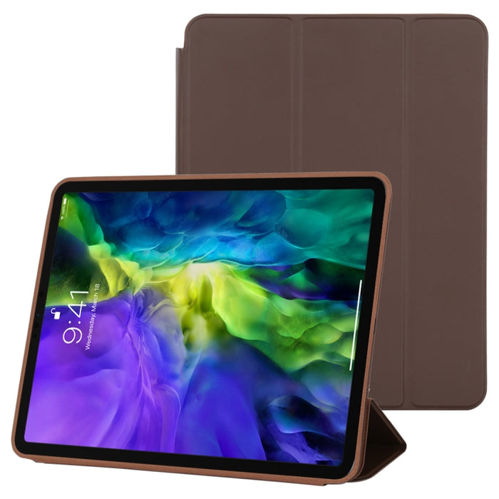 Estuche de cuero inteligente con tapa horizontal de 3 pliegues con función de suspensión / activación y soporte, For iPad Pro 11 inch (2020/2021), For iPad Pro 11 inch (2020), For iPad Pro 12.9 inch (2020/2021), For iPad Pro 12.9 inch (2020)