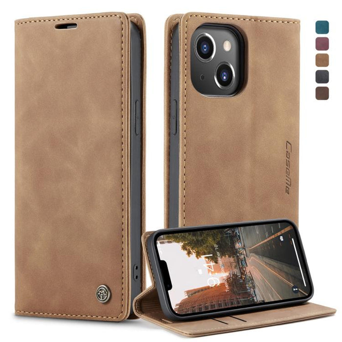 CaseMe-013 Estuche para teléfono de cuero esmerilado retro multifuncional