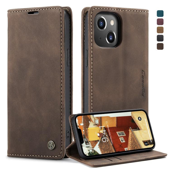 CaseMe-013 Estuche para teléfono de cuero esmerilado retro multifuncional