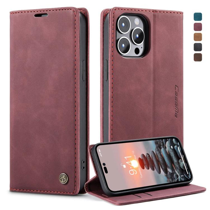 CaseMe-013 Estuche para teléfono de cuero esmerilado retro multifuncional