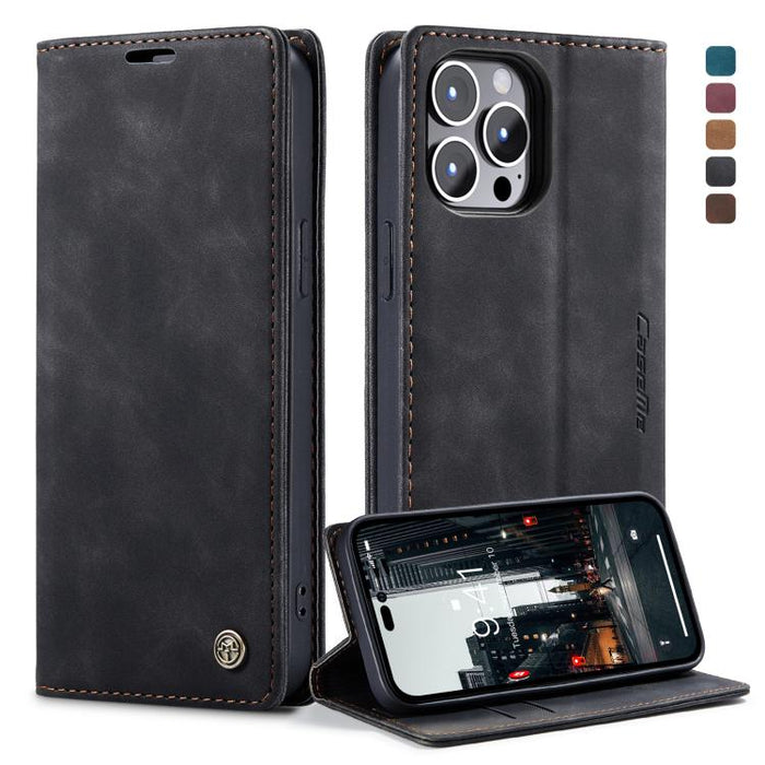 CaseMe-013 Estuche para teléfono de cuero esmerilado retro multifuncional