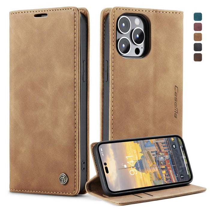 CaseMe-013 Estuche para teléfono de cuero esmerilado retro multifuncional