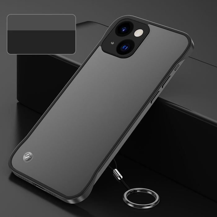 Estuche para teléfono con correa de anillo de dedo esmerilado con lente de metal