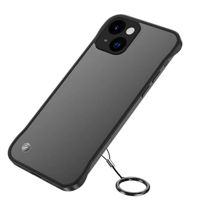Estuche para teléfono con correa de anillo de dedo esmerilado con lente de metal