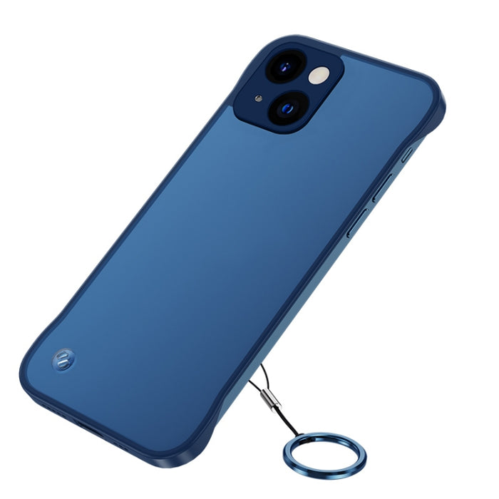Estuche para teléfono con correa de anillo de dedo esmerilado con lente de metal