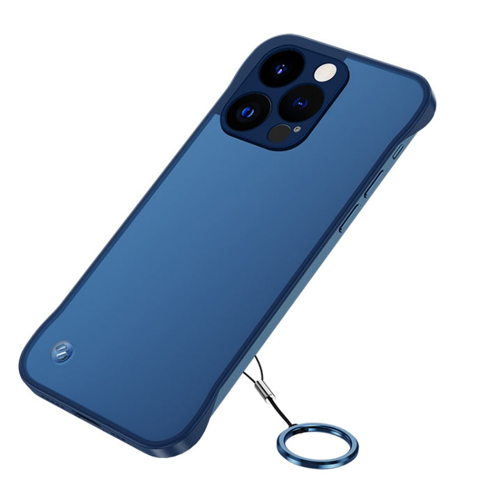Estuche para teléfono con correa de anillo de dedo esmerilado con lente de metal