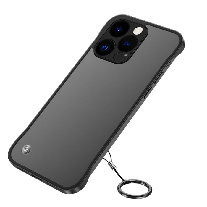 Estuche para teléfono con correa de anillo de dedo esmerilado con lente de metal
