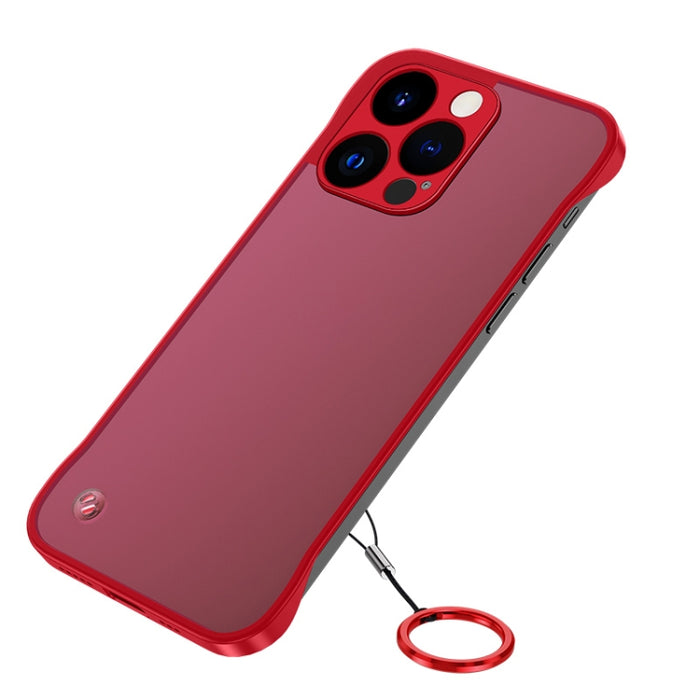Estuche para teléfono con correa de anillo de dedo esmerilado con lente de metal