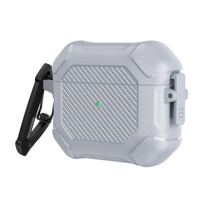 Carbon Brazing Dimension TPU+PC Funda protectora para auriculares con interruptor de bloqueo y mosquetón, For AirPods 3
