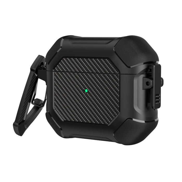 Carbon Brazing Dimension TPU+PC Funda protectora para auriculares con interruptor de bloqueo y mosquetón, For AirPods 3