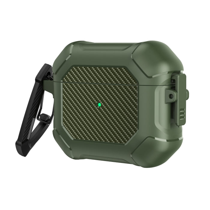 Carbon Brazing Dimension TPU+PC Funda protectora para auriculares con interruptor de bloqueo y mosquetón, For AirPods 3