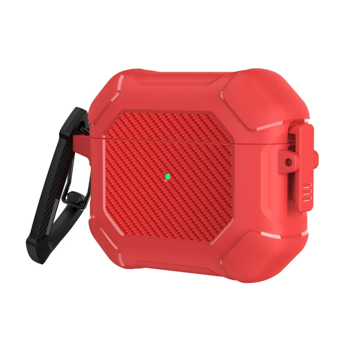 Carbon Brazing Dimension TPU+PC Funda protectora para auriculares con interruptor de bloqueo y mosquetón, For AirPods 3