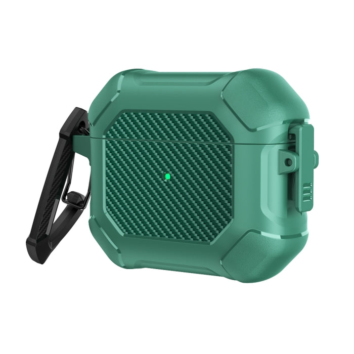 Carbon Brazing Dimension TPU+PC Funda protectora para auriculares con interruptor de bloqueo y mosquetón, For AirPods 3