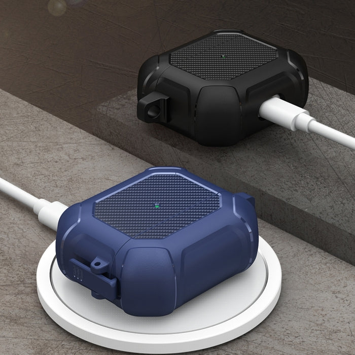 Carbon Brazing Dimension TPU+PC Funda protectora para auriculares con interruptor de bloqueo y mosquetón, For AirPods 3