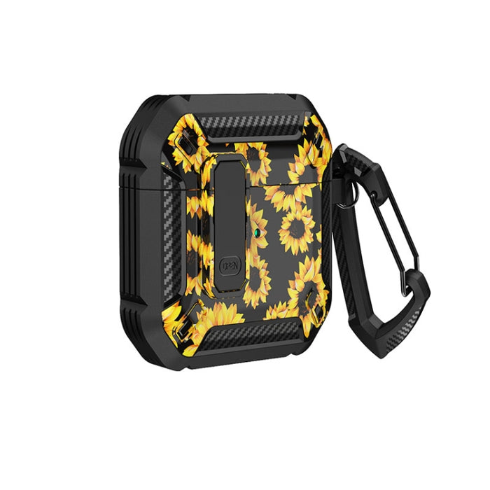 Estuche para auriculares impreso en dos tonos con interruptor de bloqueo y mosquetón