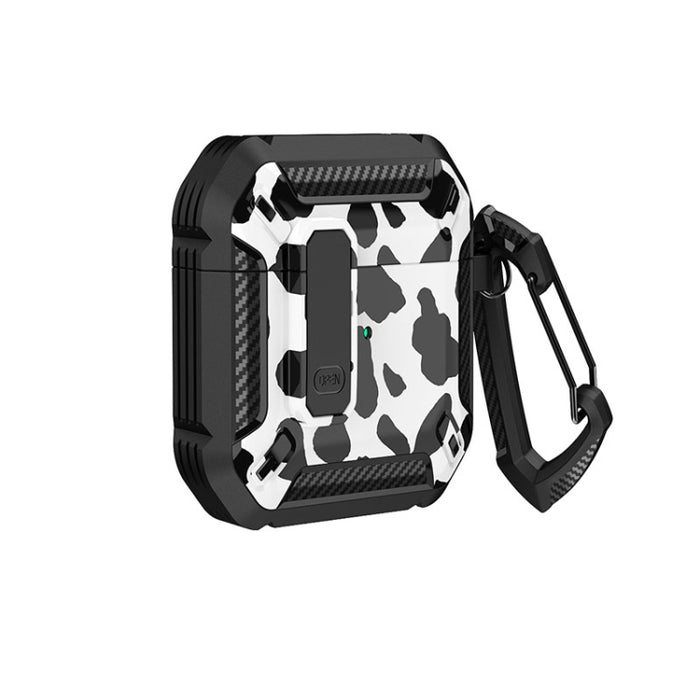 Estuche para auriculares impreso en dos tonos con interruptor de bloqueo y mosquetón