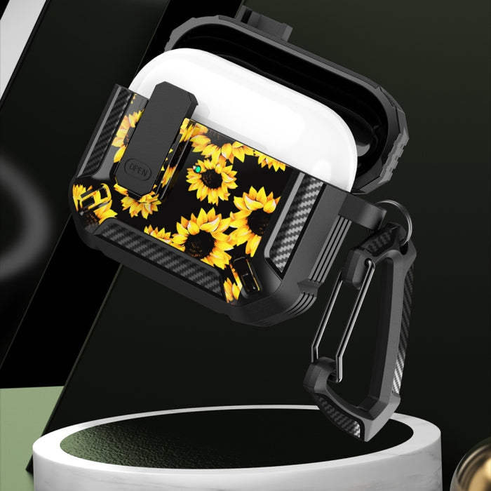 Estuche para auriculares impreso en dos tonos con interruptor de bloqueo y mosquetón