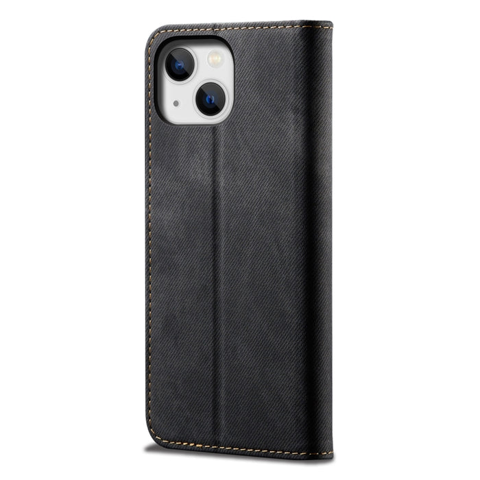 Estuche para teléfono de cuero estilo casual con textura de mezclilla