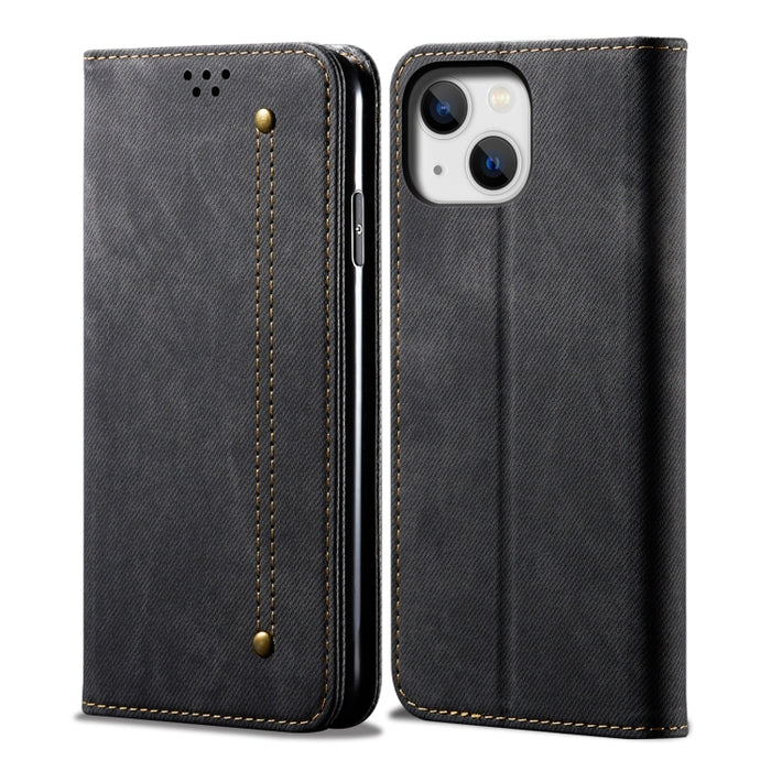 Estuche para teléfono de cuero estilo casual con textura de mezclilla