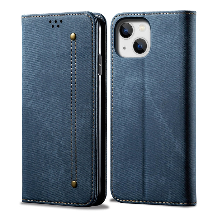 Estuche para teléfono de cuero estilo casual con textura de mezclilla