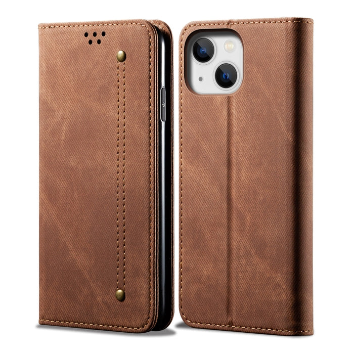 Estuche para teléfono de cuero estilo casual con textura de mezclilla
