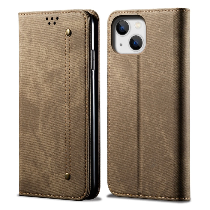 Estuche para teléfono de cuero estilo casual con textura de mezclilla