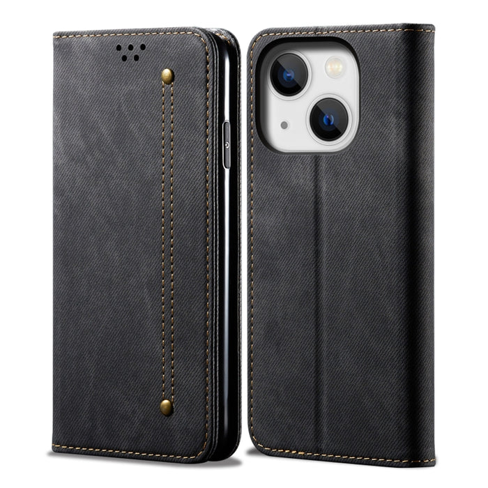 Estuche para teléfono de cuero estilo casual con textura de mezclilla
