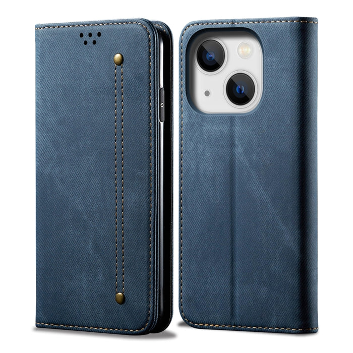 Estuche para teléfono de cuero estilo casual con textura de mezclilla