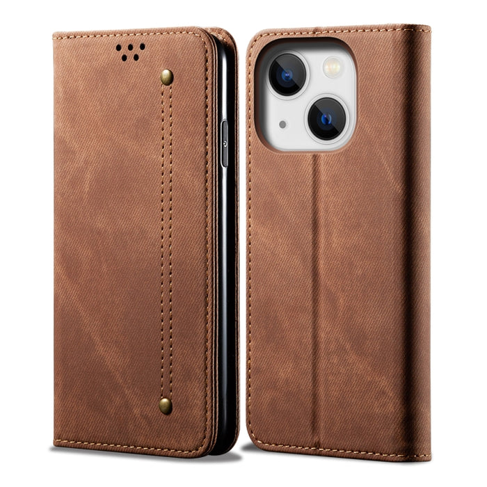 Estuche para teléfono de cuero estilo casual con textura de mezclilla