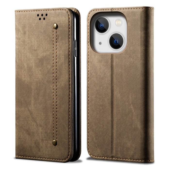 Estuche para teléfono de cuero estilo casual con textura de mezclilla
