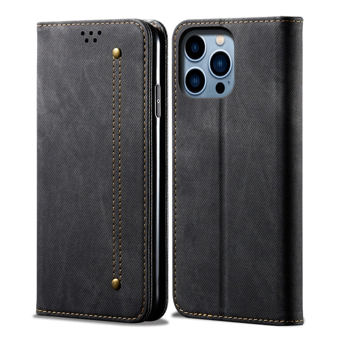 Estuche para teléfono de cuero estilo casual con textura de mezclilla