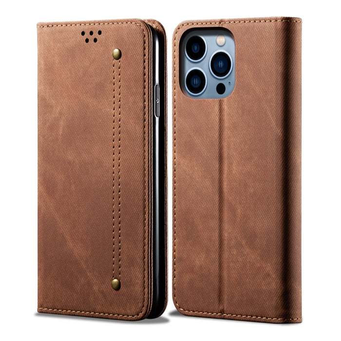 Estuche para teléfono de cuero estilo casual con textura de mezclilla