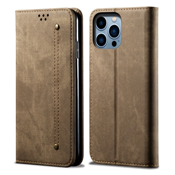 Estuche para teléfono de cuero estilo casual con textura de mezclilla