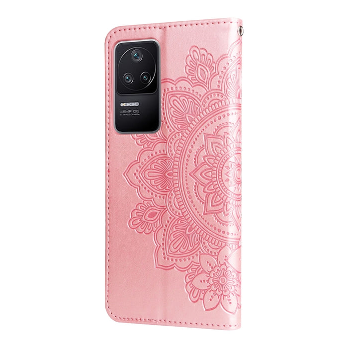 Estuche de cuero con estampado de flores de 7 pétalos, For Xiaomi Redmi K40S / Poco F4, For Xiaomi Redmi Note 11T Pro/Poco X4 GT